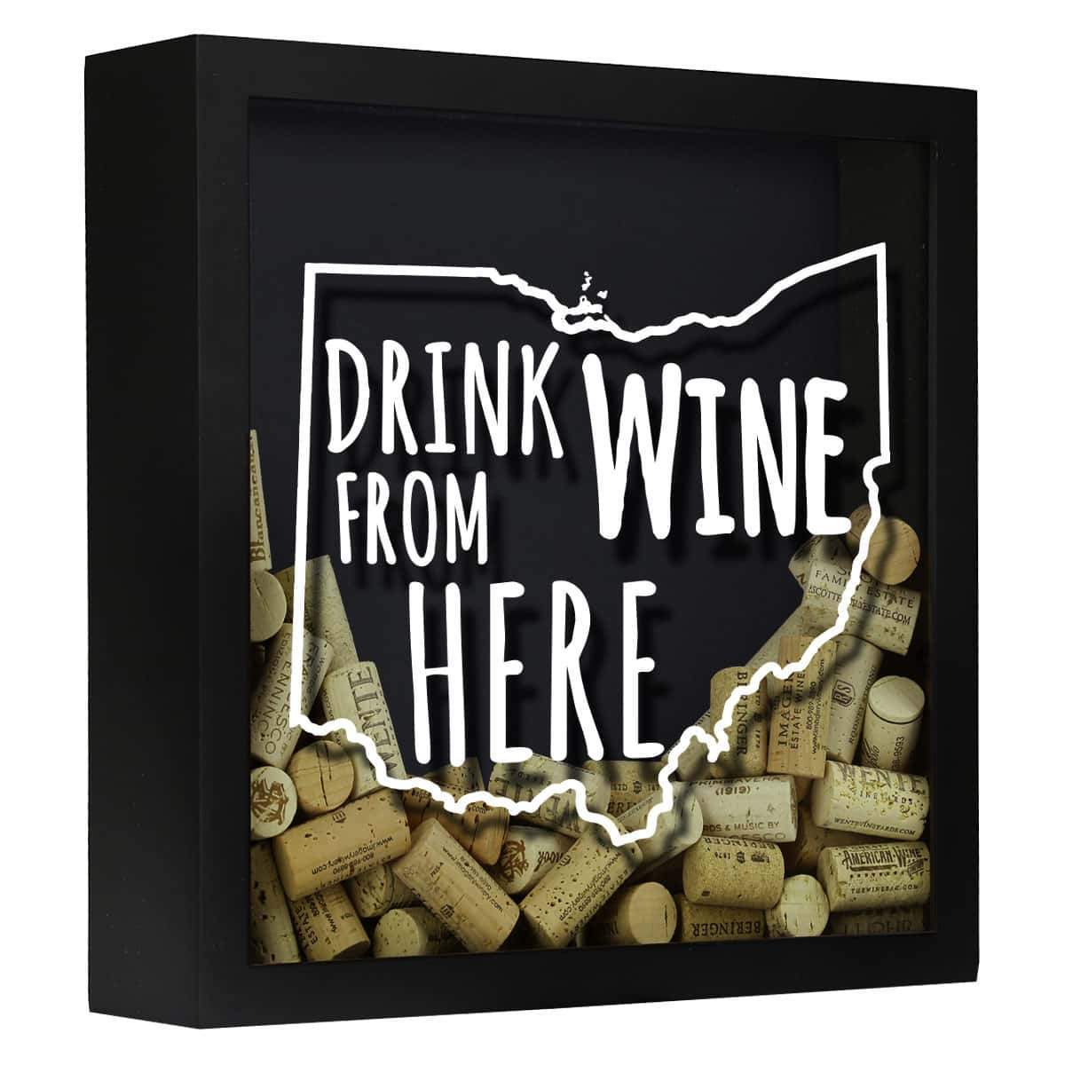 Torched Products Shadow Box Black Ohio Drink Wine From Here Wine Cork Shadow Box (795782316149)