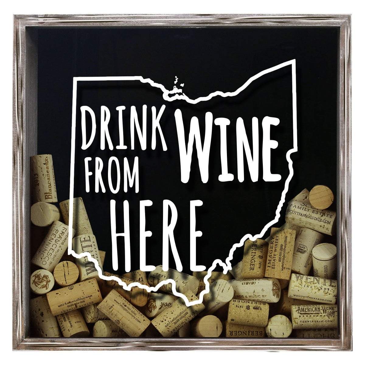 Torched Products Shadow Box Gray Ohio Drink Wine From Here Wine Cork Shadow Box (795782316149)