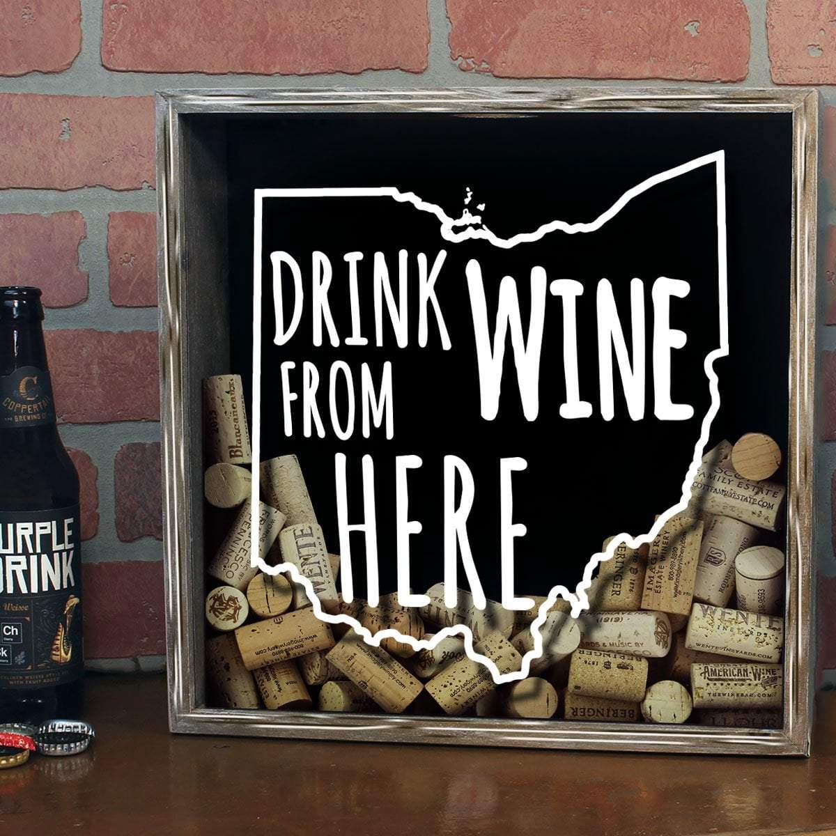 Torched Products Shadow Box Ohio Drink Wine From Here Wine Cork Shadow Box (795782316149)
