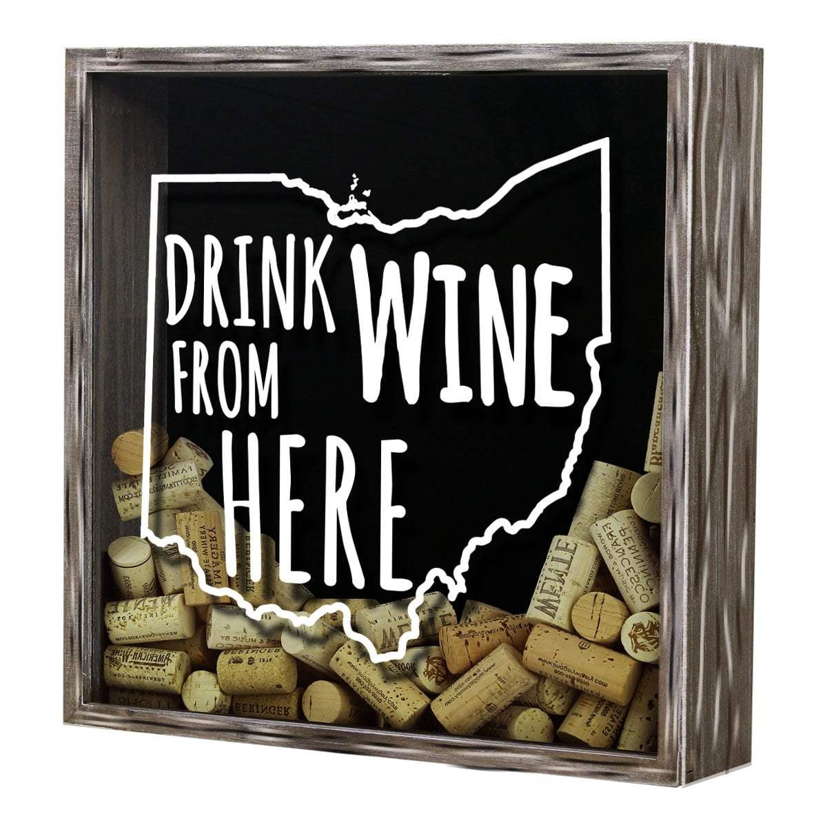 Torched Products Shadow Box Ohio Drink Wine From Here Wine Cork Shadow Box (795782316149)