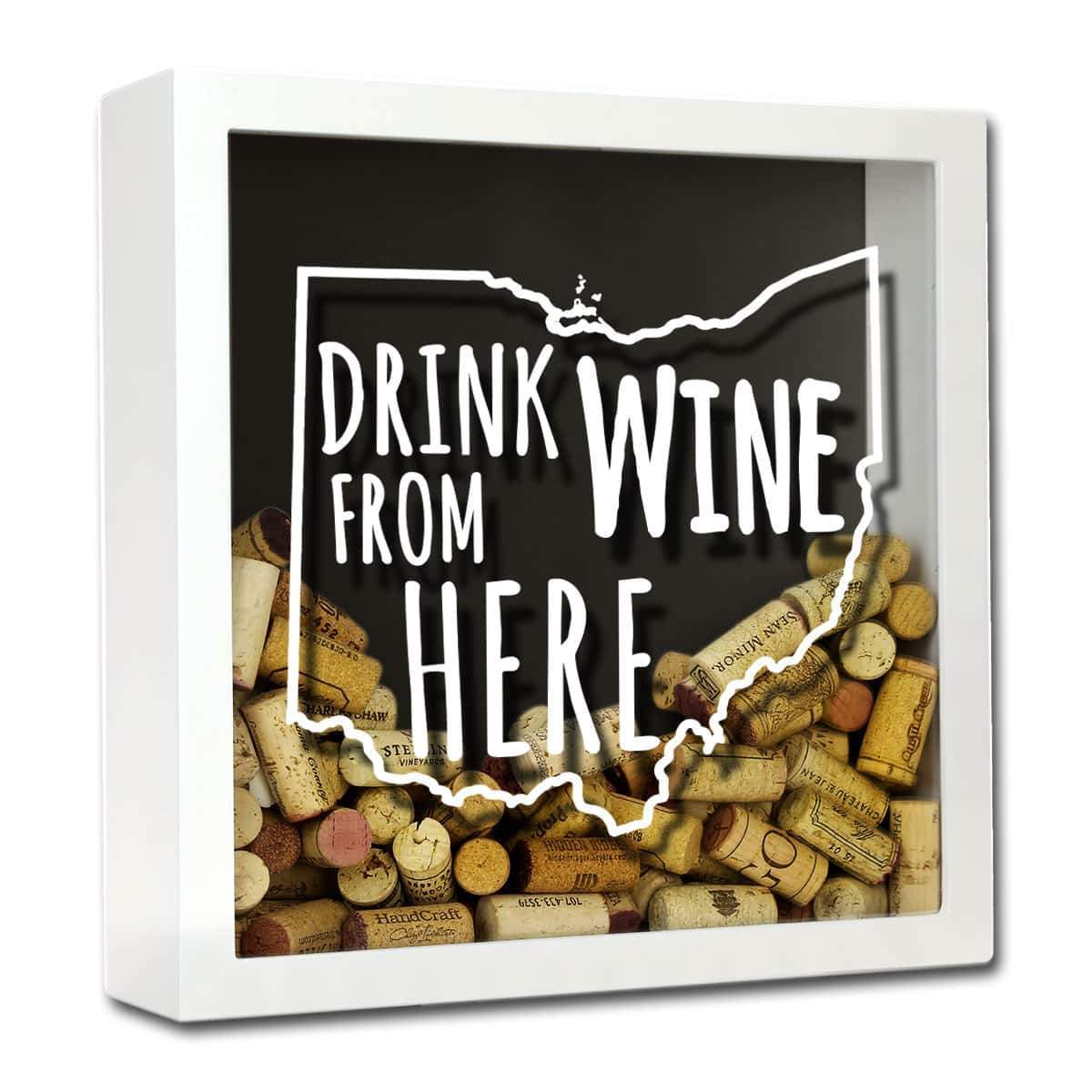 Torched Products Shadow Box White Ohio Drink Wine From Here Wine Cork Shadow Box (795782316149)