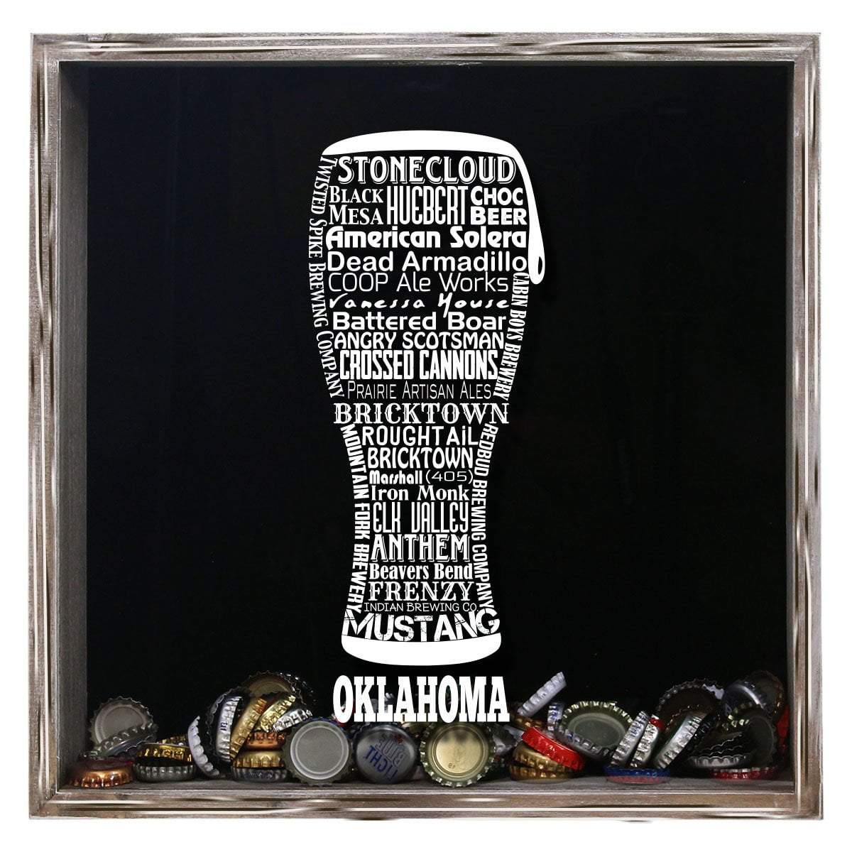 Torched Products Shadow Box Gray Oklahoma Beer Typography Shadow Box (779393073269)