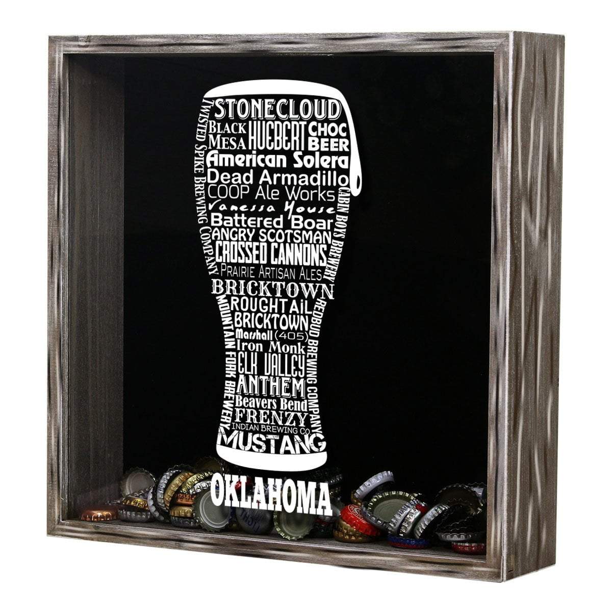 Torched Products Shadow Box Oklahoma Beer Typography Shadow Box (779393073269)