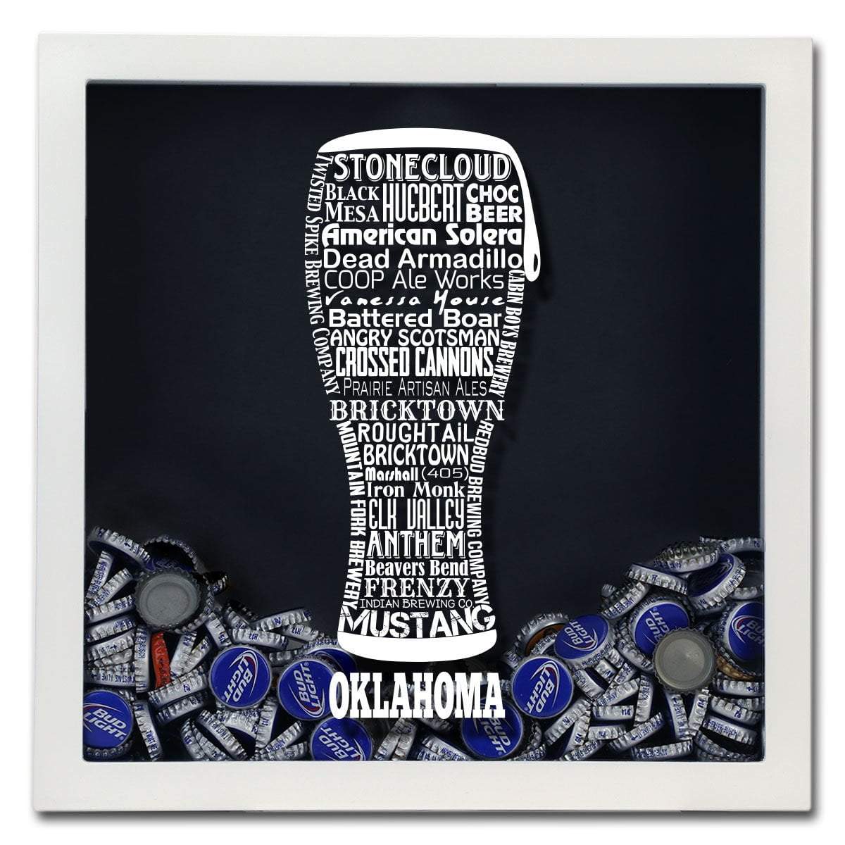 Torched Products Shadow Box Oklahoma Beer Typography Shadow Box (779393073269)