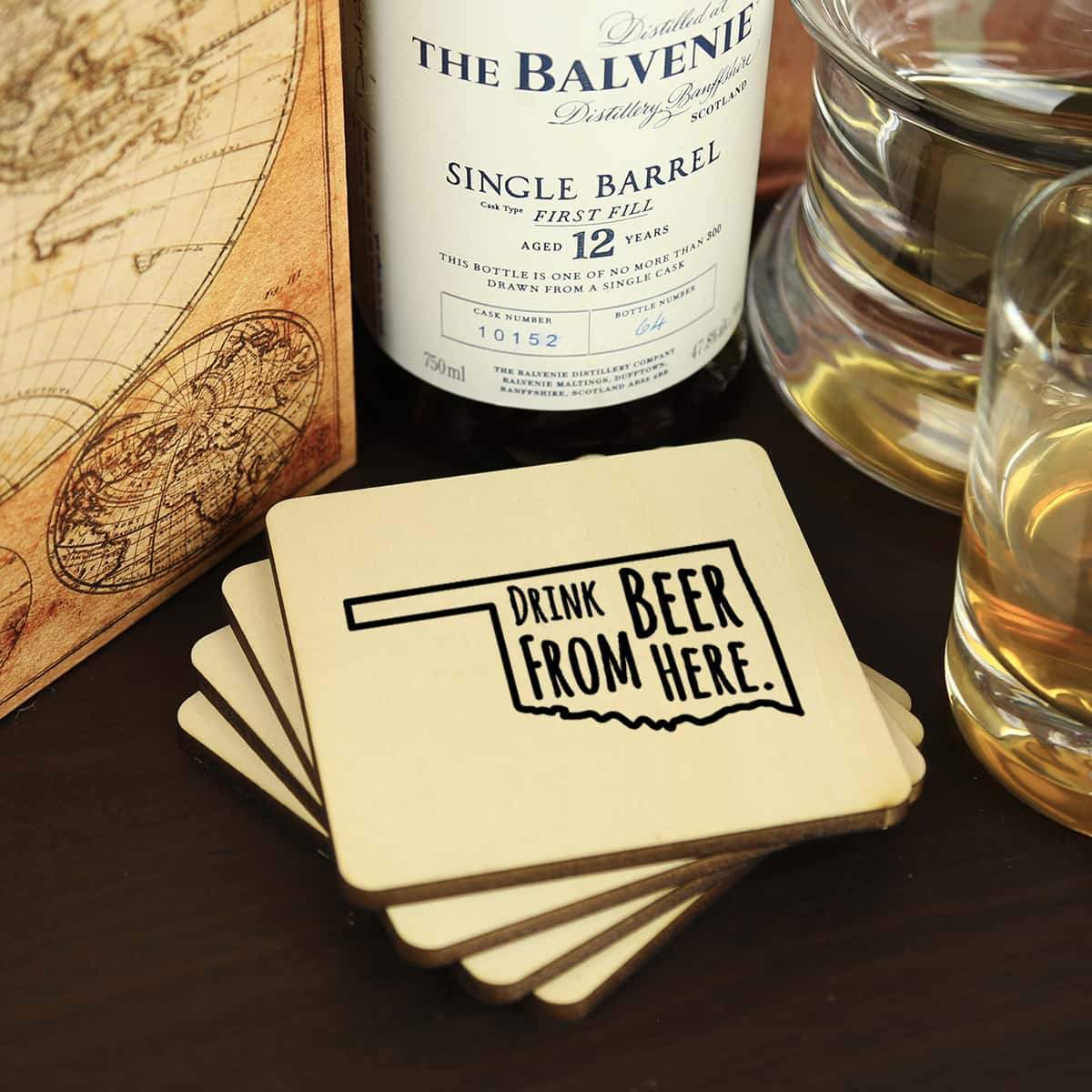 Torched Products Coasters Oklahoma Drink Beer From Here Coasters (781455786101)