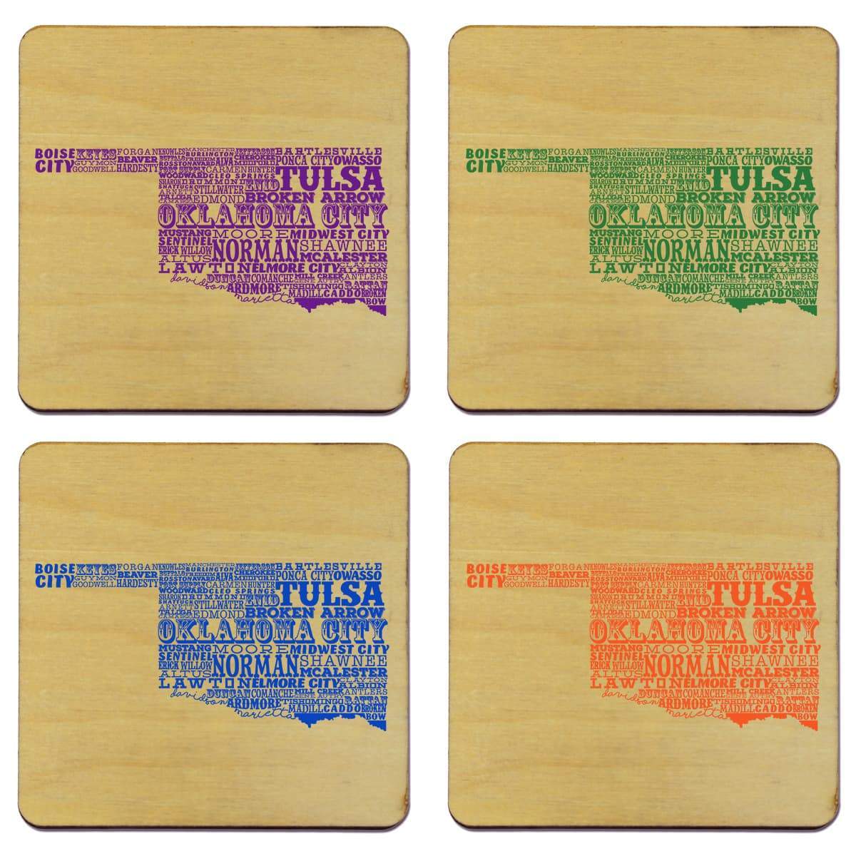 Torched Products Coasters Oklahoma State Typography Coaster (787839025269)