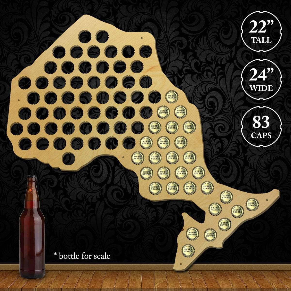 Torched Products Beer Bottle Cap Holder Ontario Beer Cap Map (777848062069)