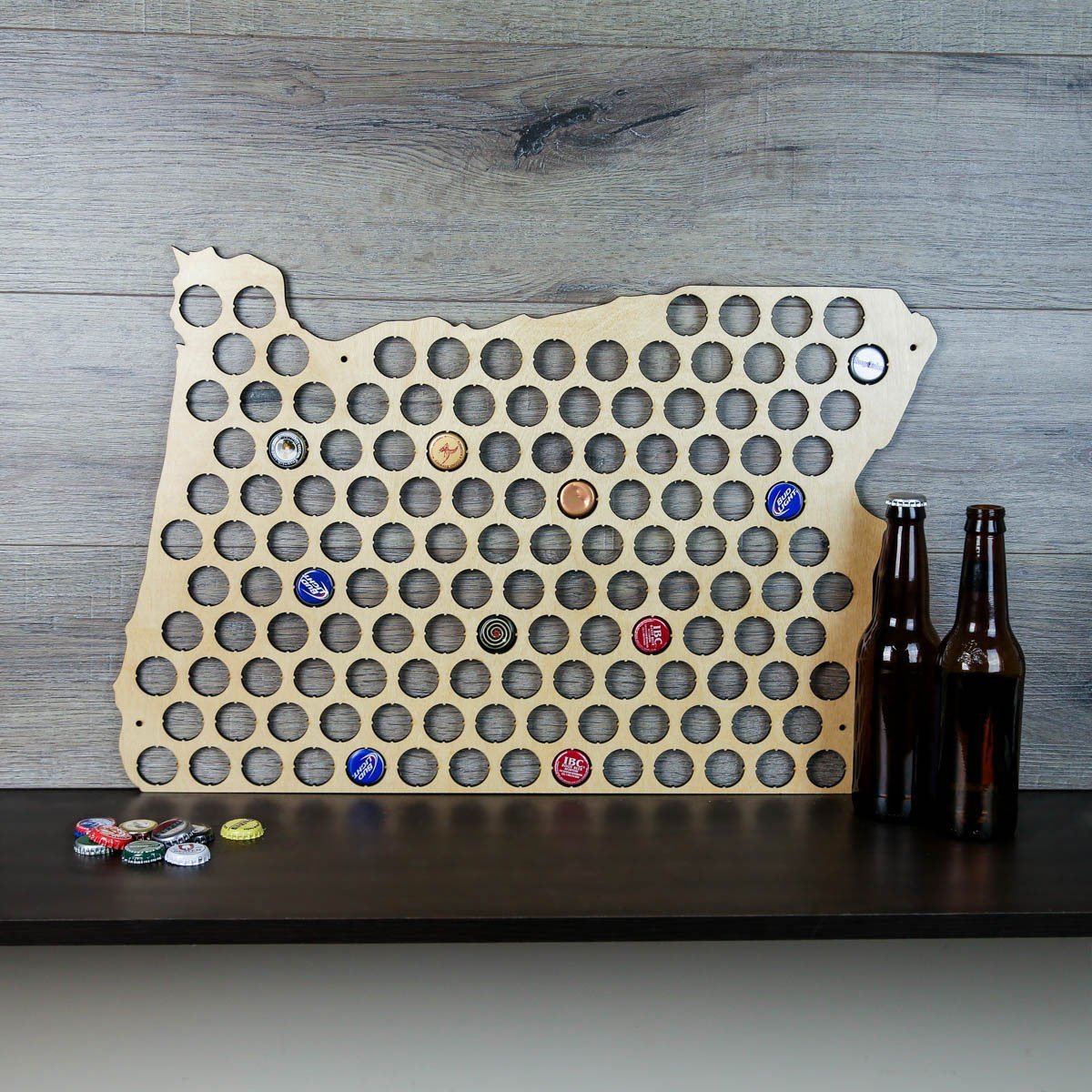 Torched Products Beer Bottle Cap Holder Oregon Beer Cap Map (777576841333)