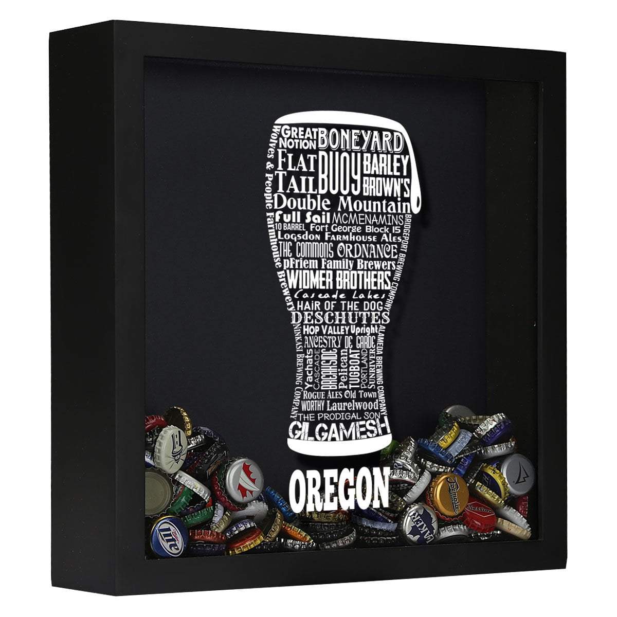 Torched Products Shadow Box Black Oregon Beer Typography Shadow Box (779431608437)