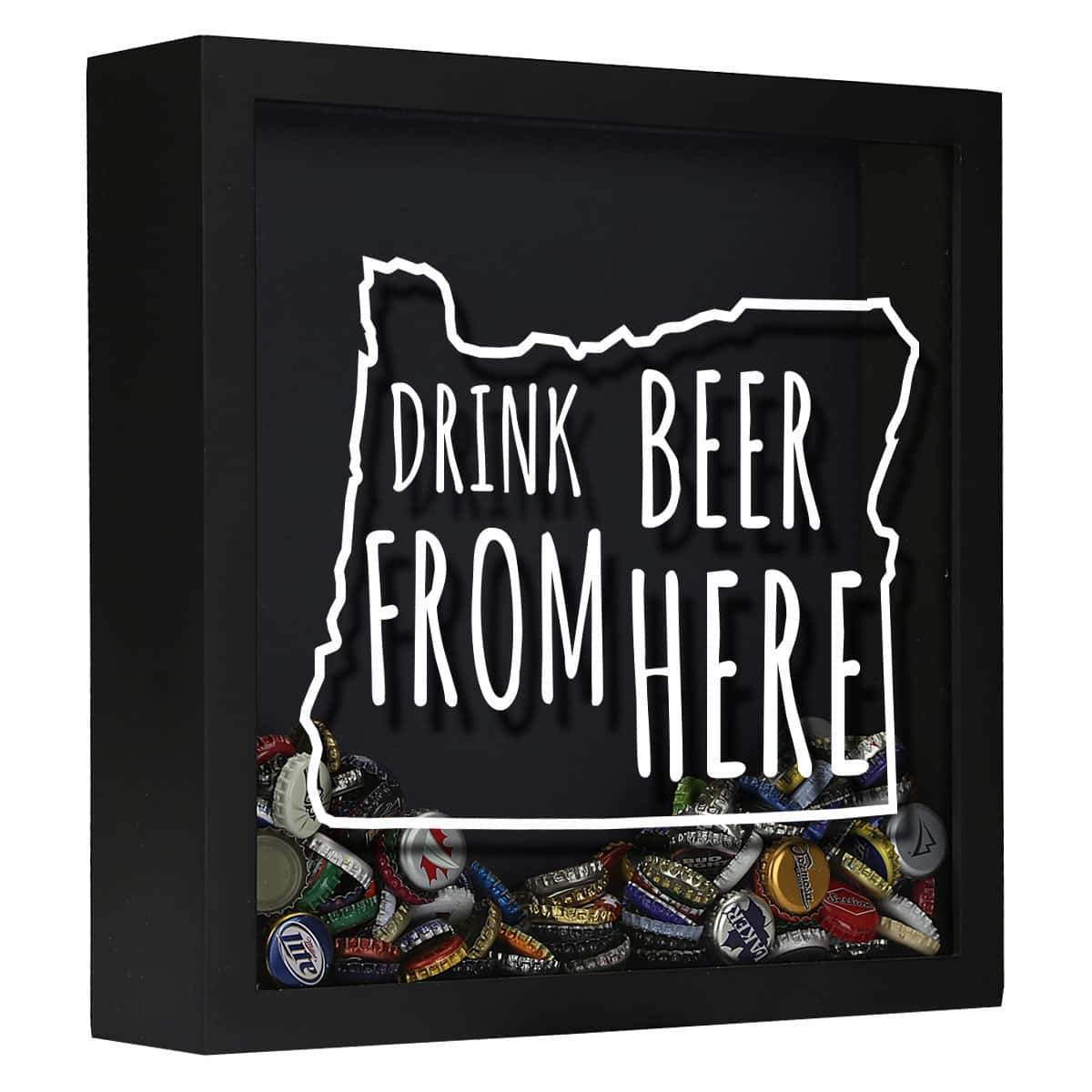 Torched Products Shadow Box Black Oregon Drink Beer From Here Beer Cap Shadow Box (781183287413)
