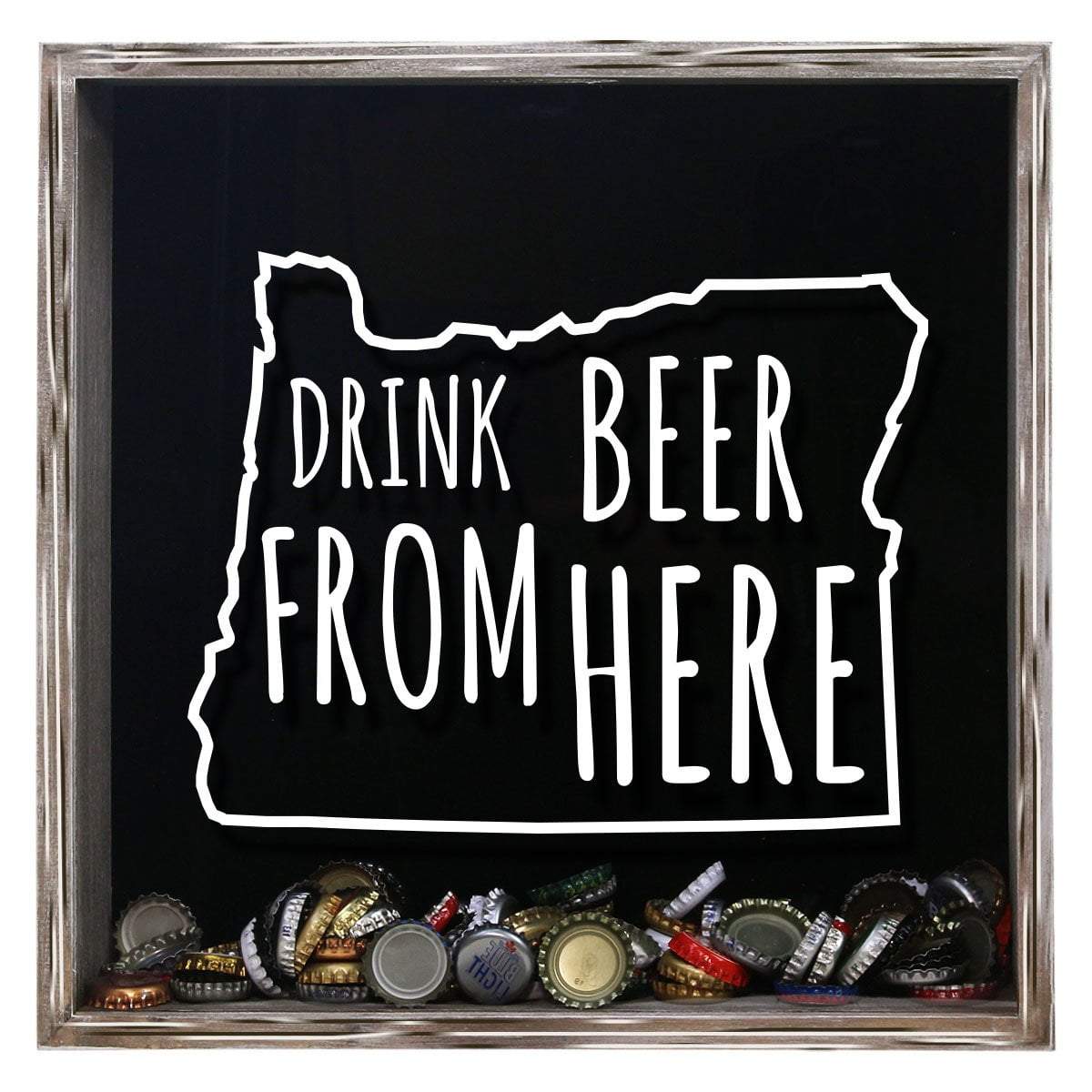 Torched Products Shadow Box Gray Oregon Drink Beer From Here Beer Cap Shadow Box (781183287413)