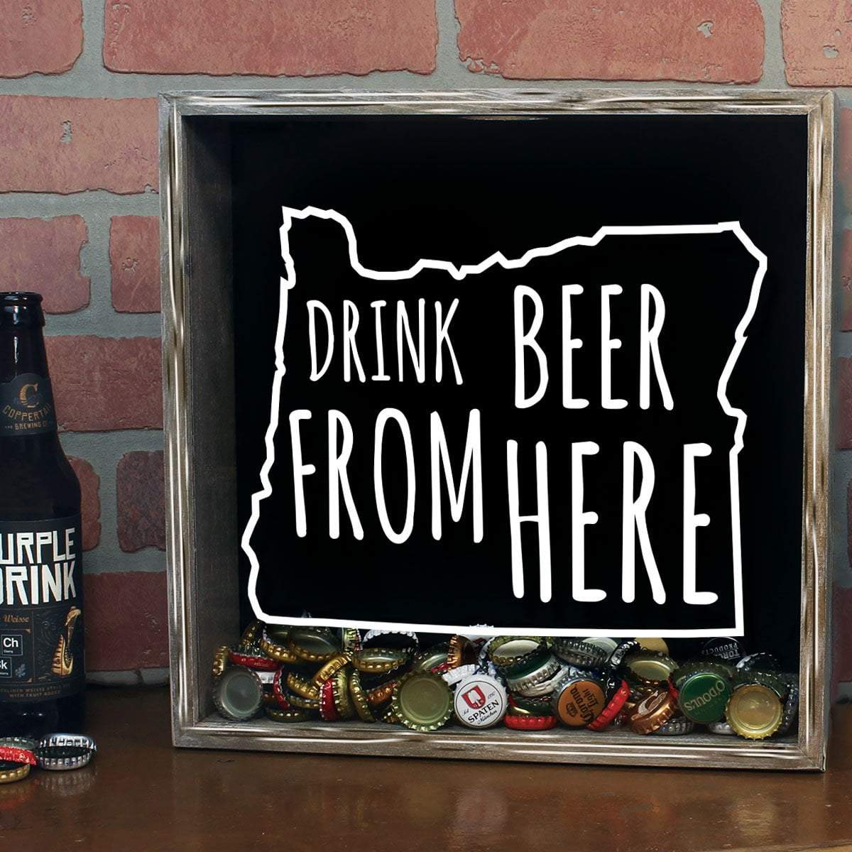 Torched Products Shadow Box Oregon Drink Beer From Here Beer Cap Shadow Box (781183287413)