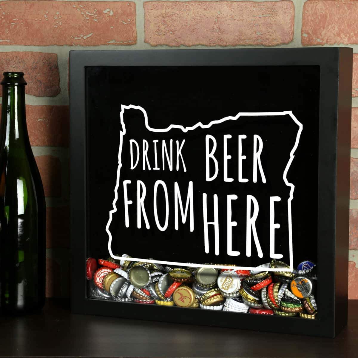 Torched Products Shadow Box Oregon Drink Beer From Here Beer Cap Shadow Box (781183287413)