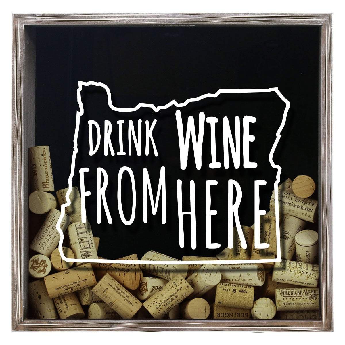 Torched Products Shadow Box Gray Oregon Drink Wine From Here Wine Cork Shadow Box (795783397493)
