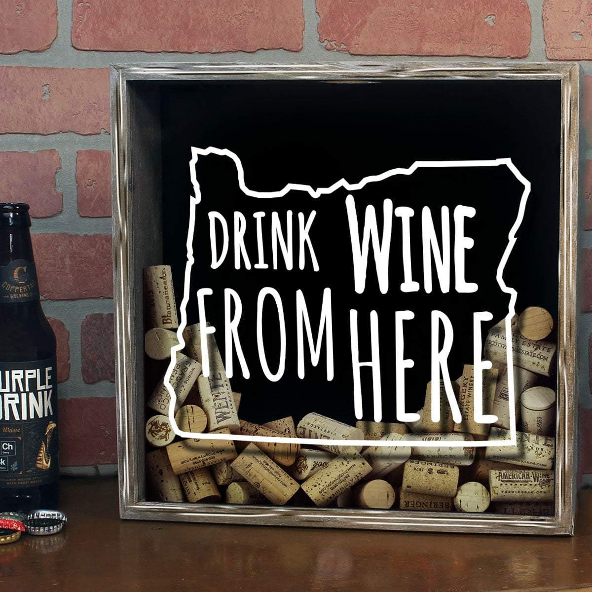Torched Products Shadow Box Oregon Drink Wine From Here Wine Cork Shadow Box (795783397493)
