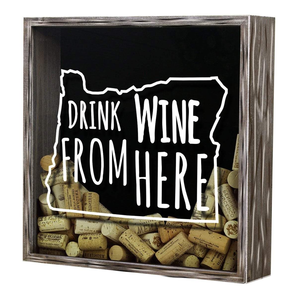 Torched Products Shadow Box Oregon Drink Wine From Here Wine Cork Shadow Box (795783397493)