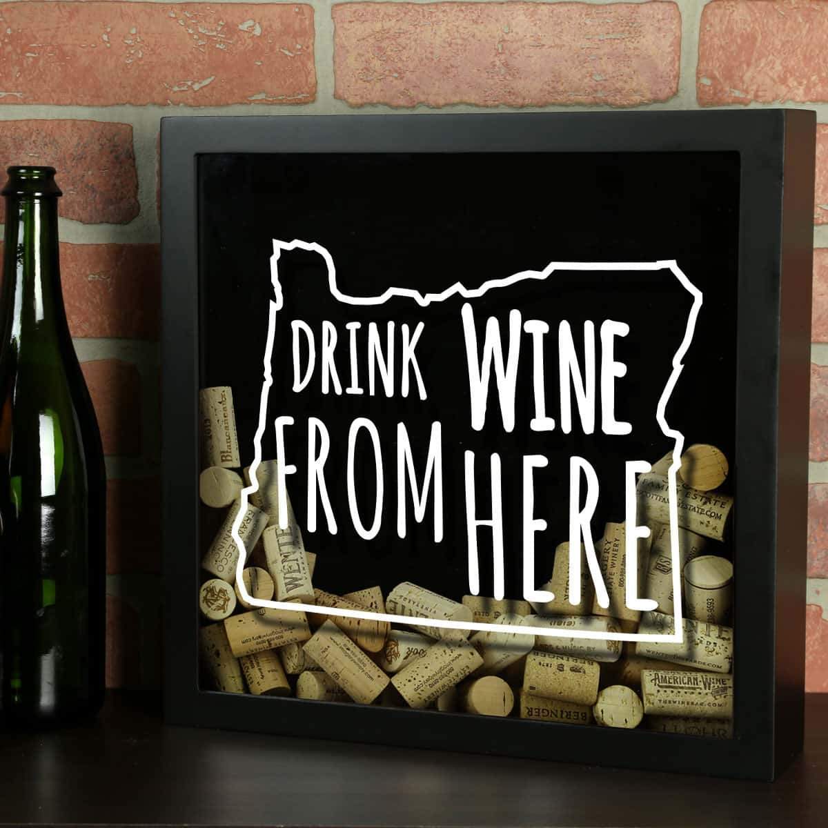 Torched Products Shadow Box Black Oregon Drink Wine From Here Wine Cork Shadow Box (795783397493)