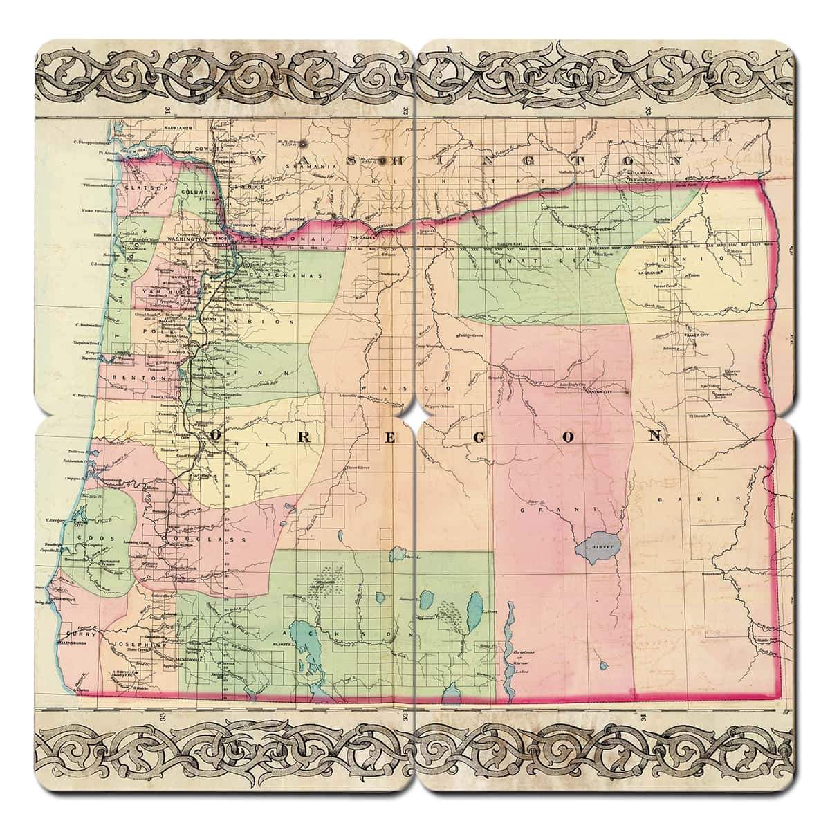 Torched Products Coasters Oregon Old World Map Coaster (790596518005)
