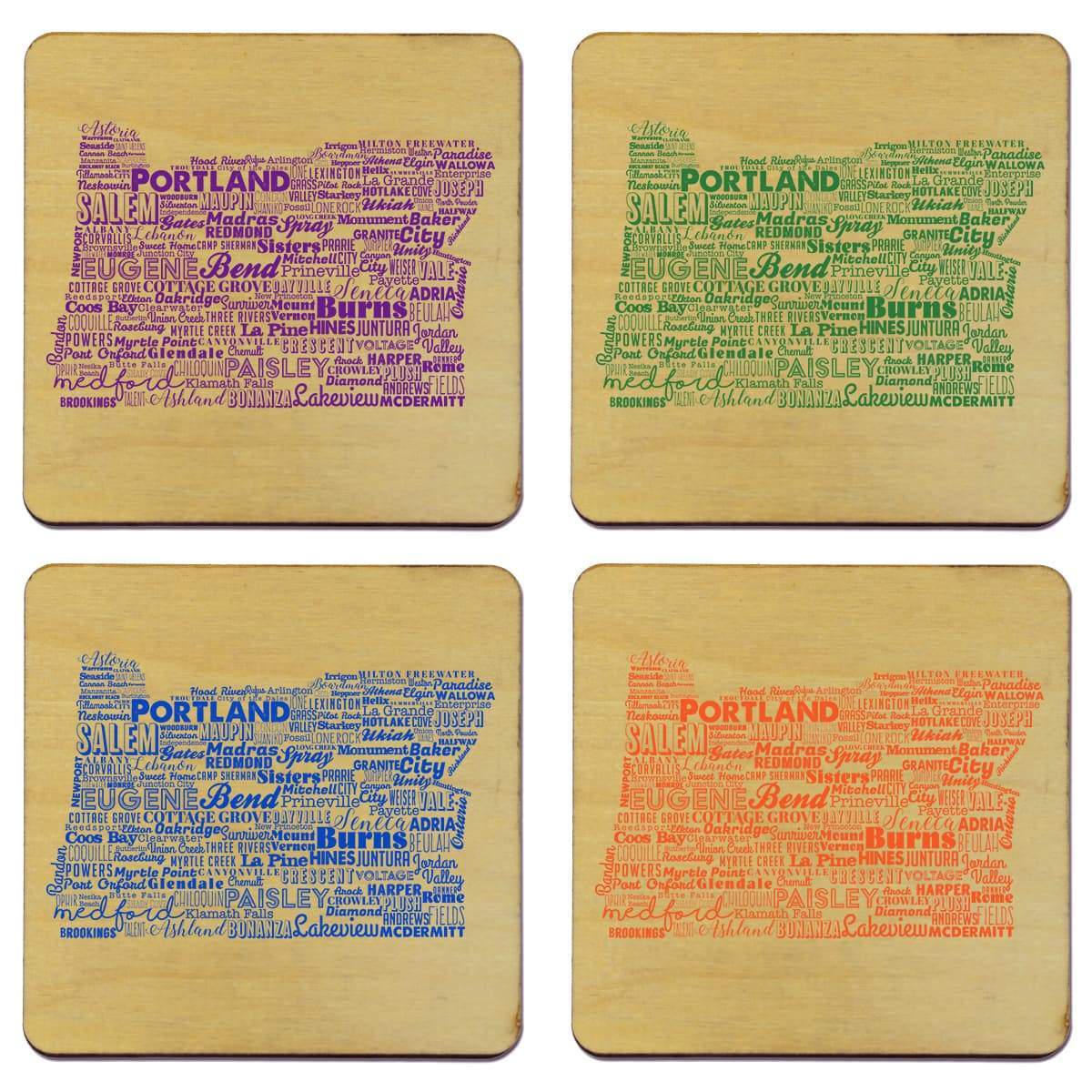 Torched Products Coasters Oregon State Typography Coaster (787839615093)