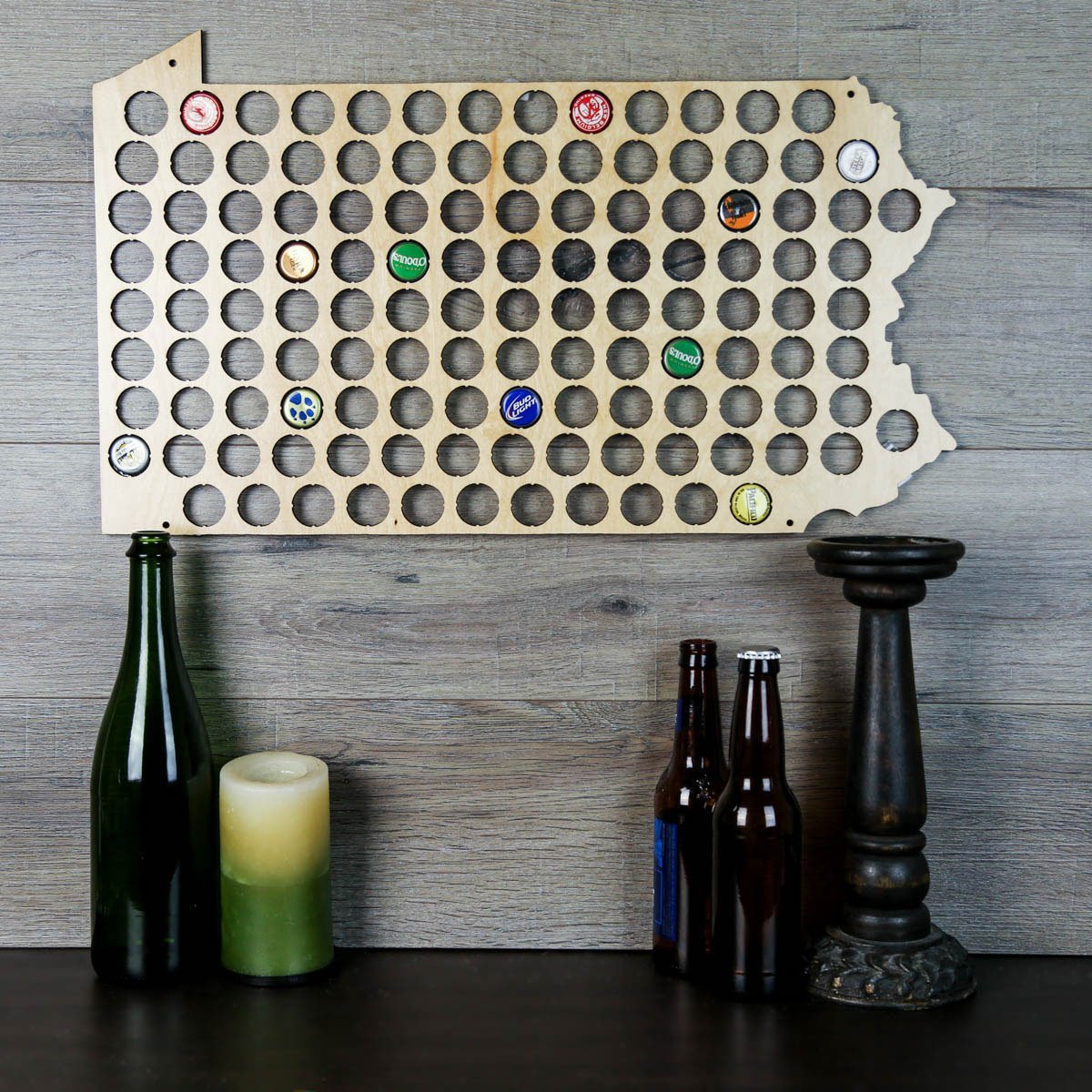 Torched Products Beer Bottle Cap Holder Pennsylvania Beer Cap Map (777577169013)