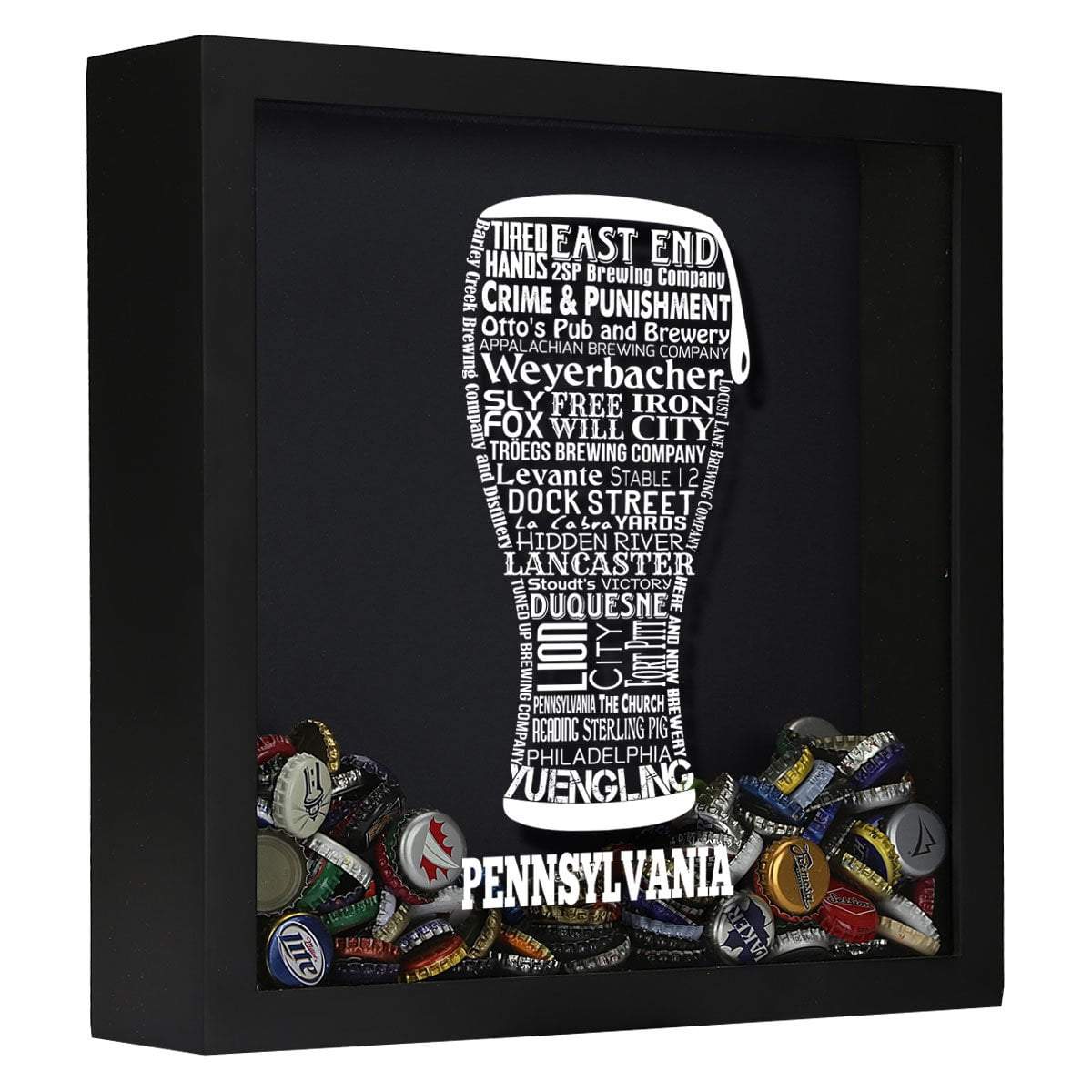 Torched Products Shadow Box Black Pennsylvania Beer Typography Shadow Box (779454873717)