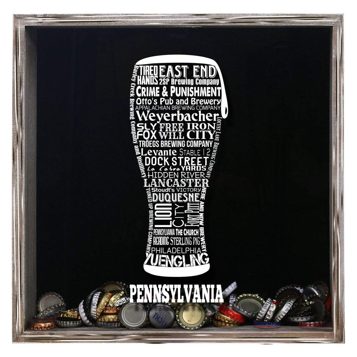 Torched Products Shadow Box Gray Pennsylvania Beer Typography Shadow Box (779454873717)