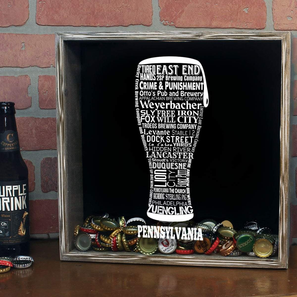 Torched Products Shadow Box Pennsylvania Beer Typography Shadow Box (779454873717)