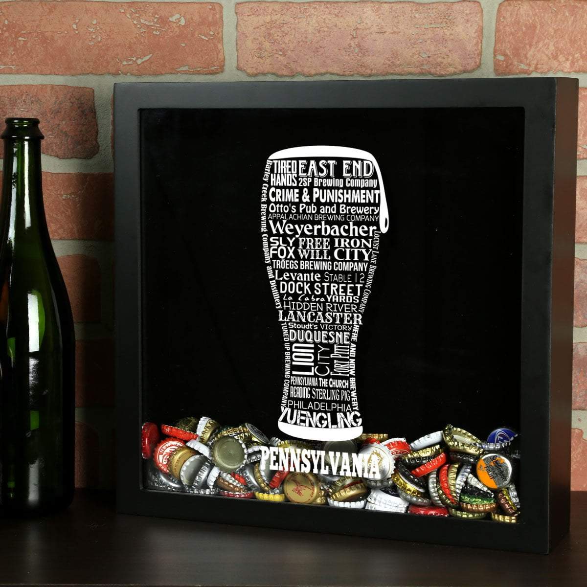 Torched Products Shadow Box Black Pennsylvania Beer Typography Shadow Box (779454873717)