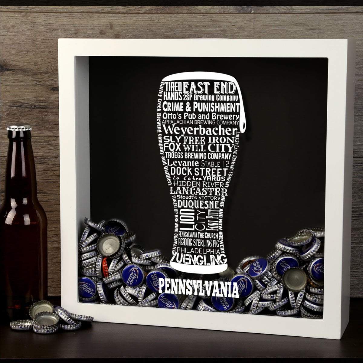 Torched Products Shadow Box Pennsylvania Beer Typography Shadow Box (779454873717)