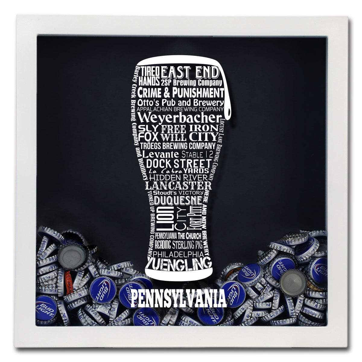 Torched Products Shadow Box Pennsylvania Beer Typography Shadow Box (779454873717)
