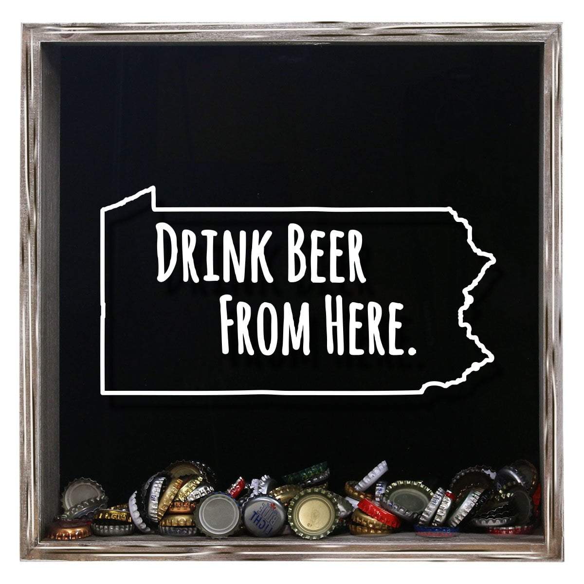 Torched Products Shadow Box Gray Pennsylvania Drink Beer From Here Beer Cap Shadow Box (781183352949)