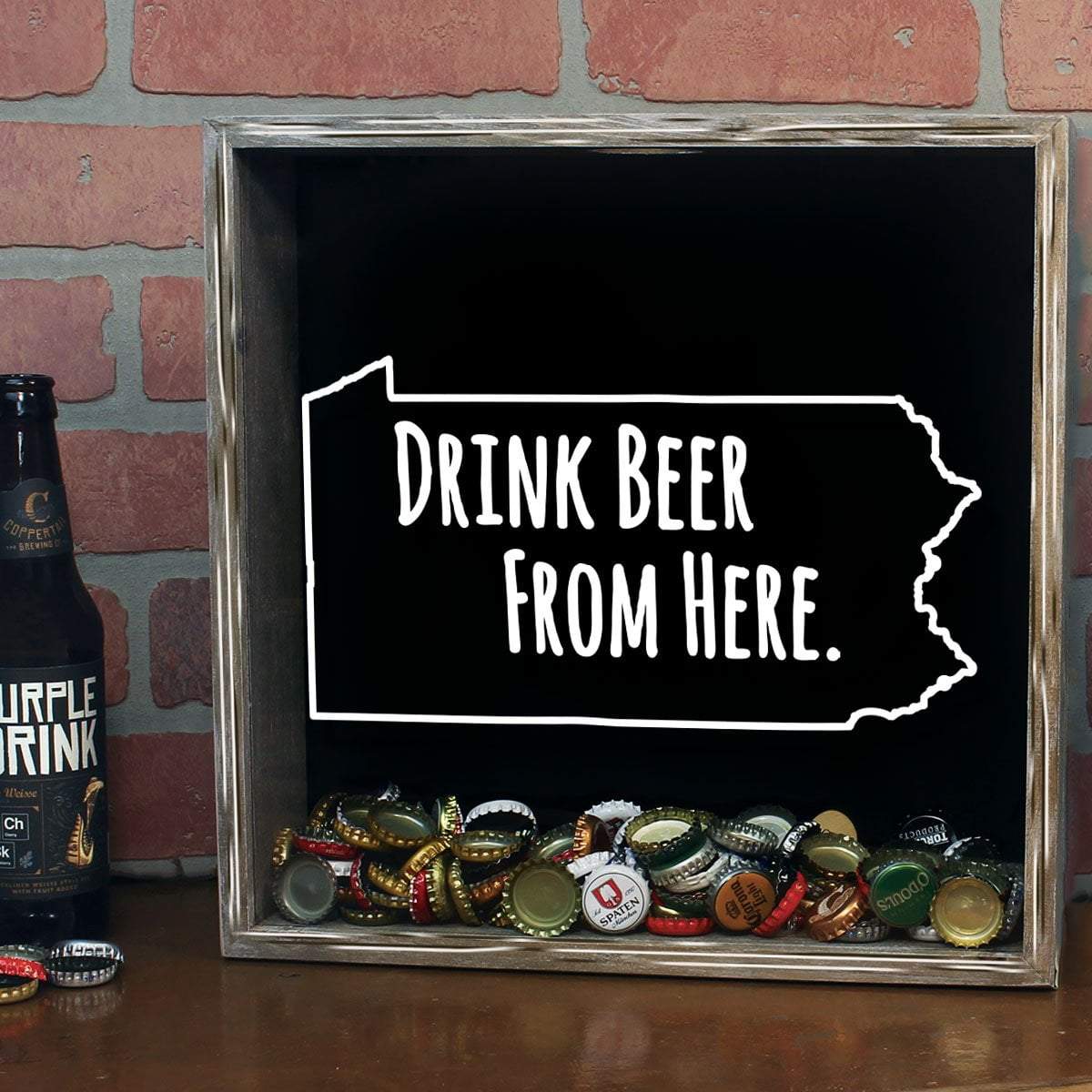 Torched Products Shadow Box Pennsylvania Drink Beer From Here Beer Cap Shadow Box (781183352949)