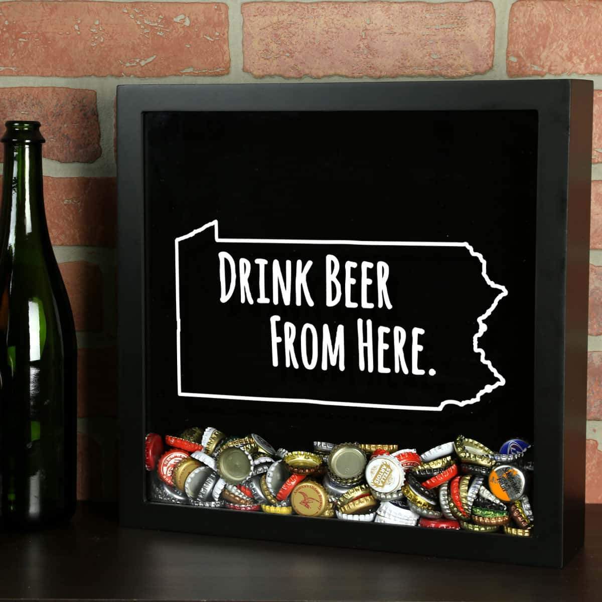 Torched Products Shadow Box Black Pennsylvania Drink Beer From Here Beer Cap Shadow Box (781183352949)