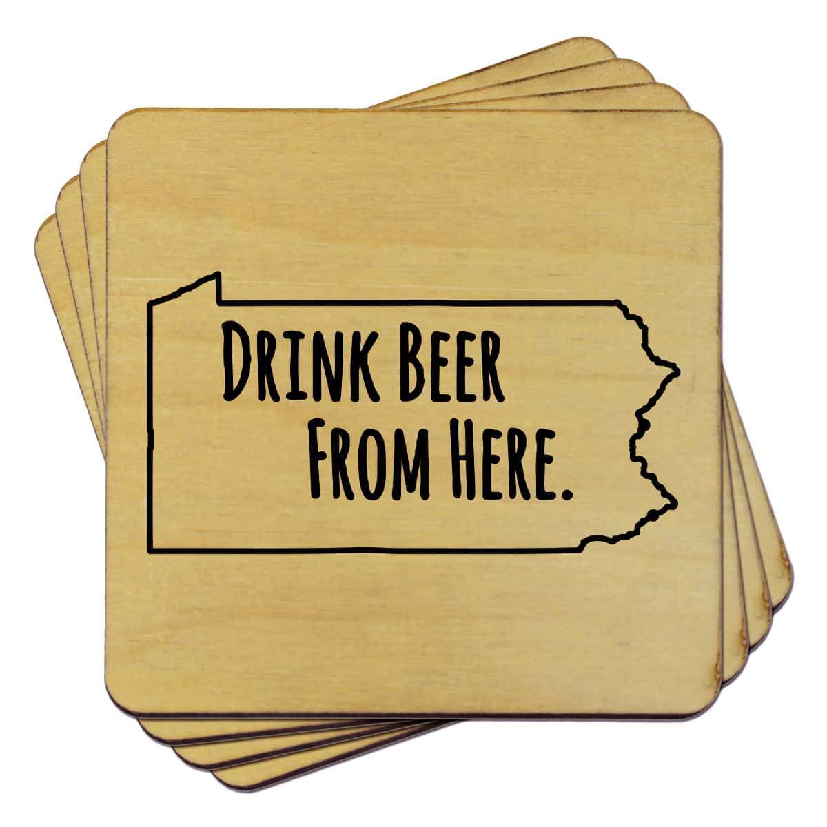 Torched Products Coasters Pennsylvania Drink Beer From Here Coasters (781456539765)