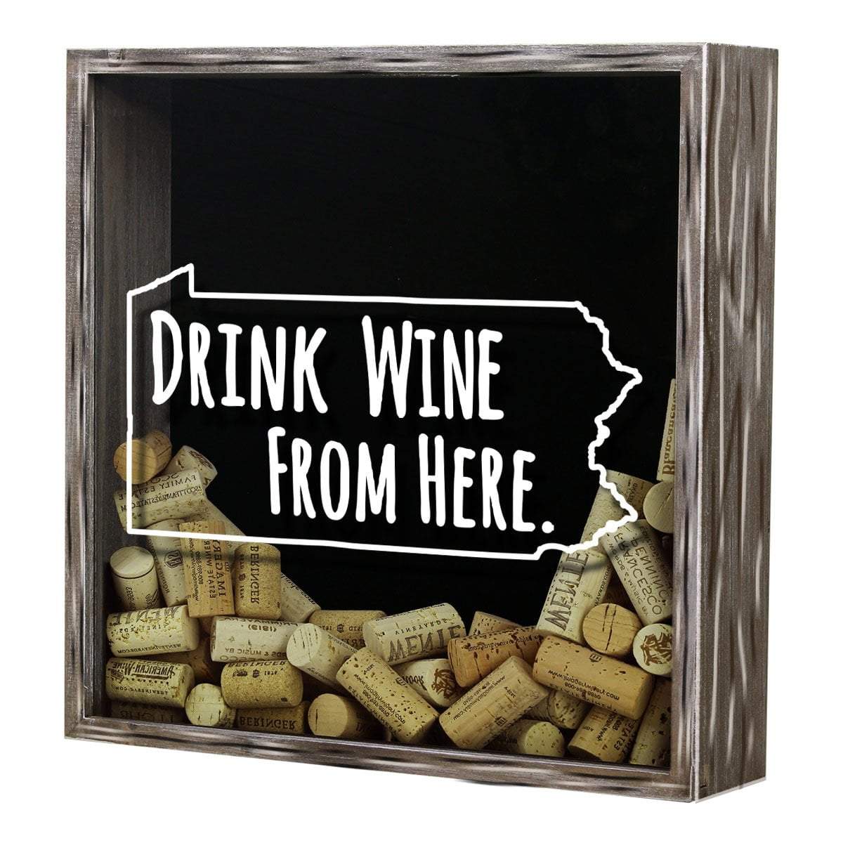 Torched Products Shadow Box Pennsylvania Drink Wine From Here Wine Cork Shadow Box (795784347765)
