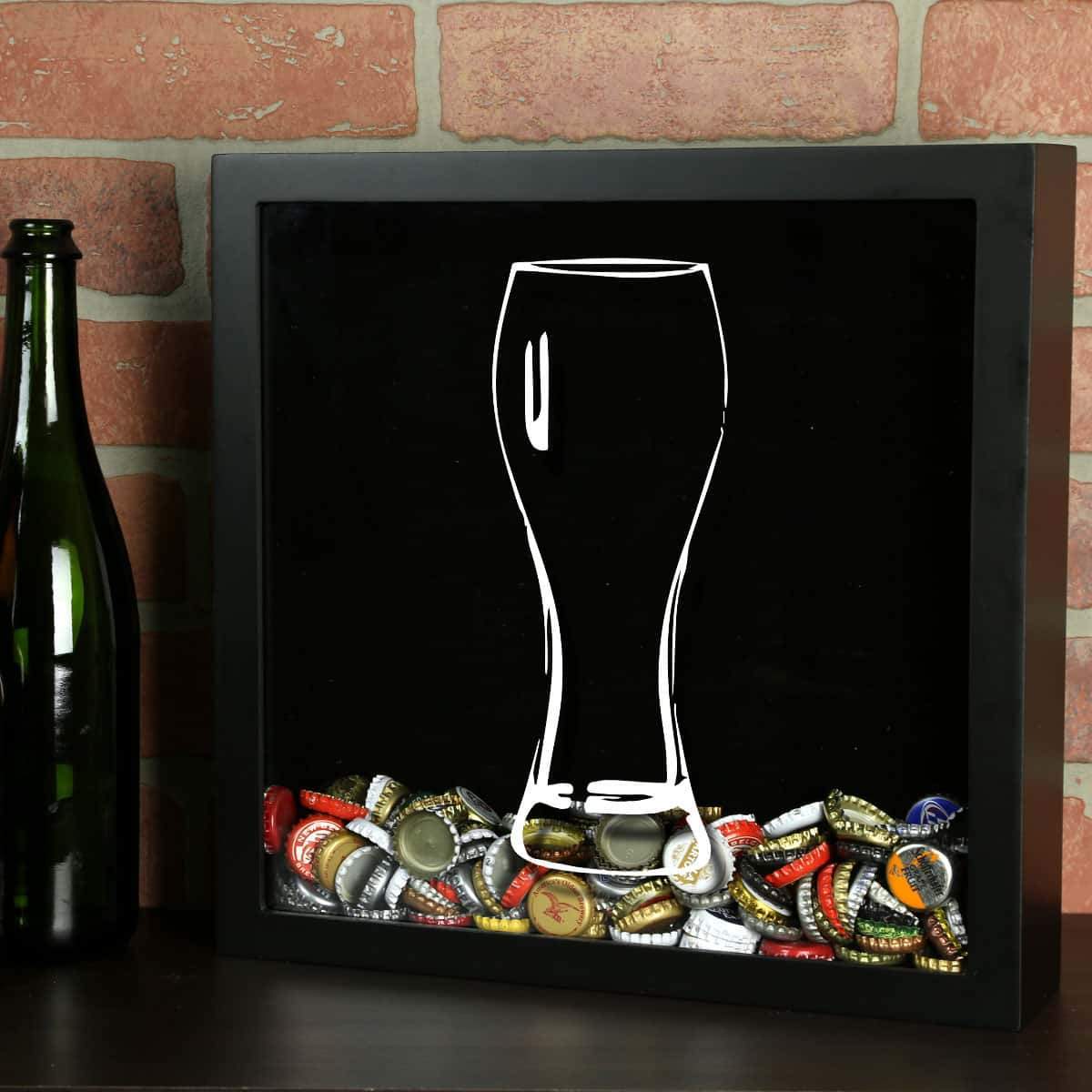 Torched Products Shadow Box Black Pilsner Glass Beer Cap Shadow Box (778759372917)