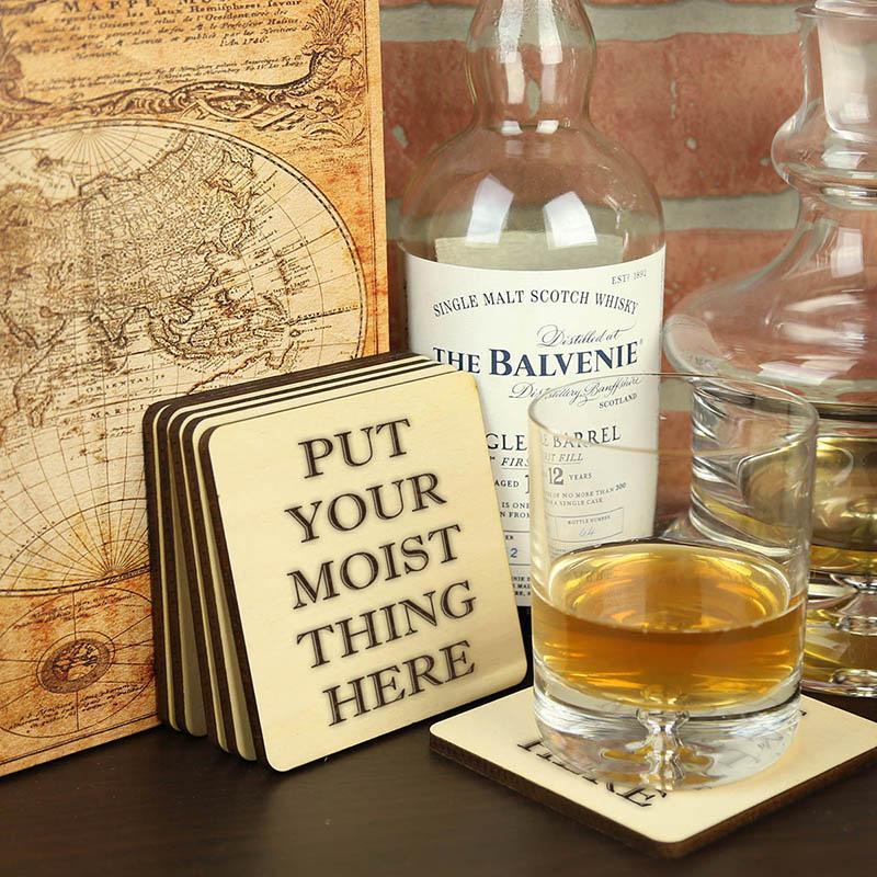 Torched Products Coasters Put Your Moist Thing Here Wood Coasters (778316644469)