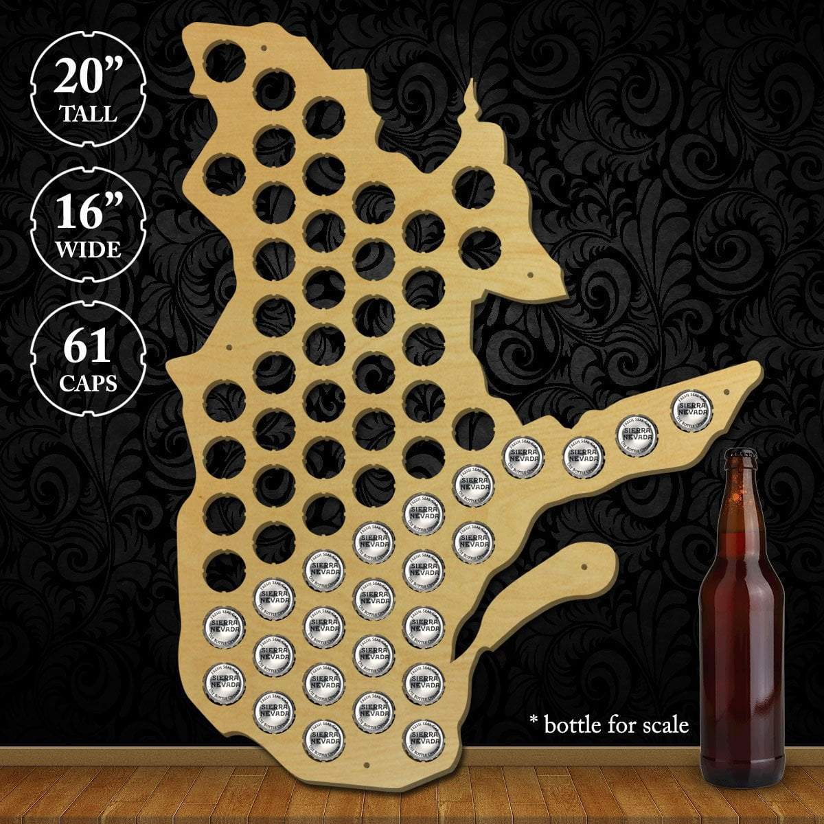 Torched Products Beer Bottle Cap Holder Quebec Beer Cap Map (777843540085)