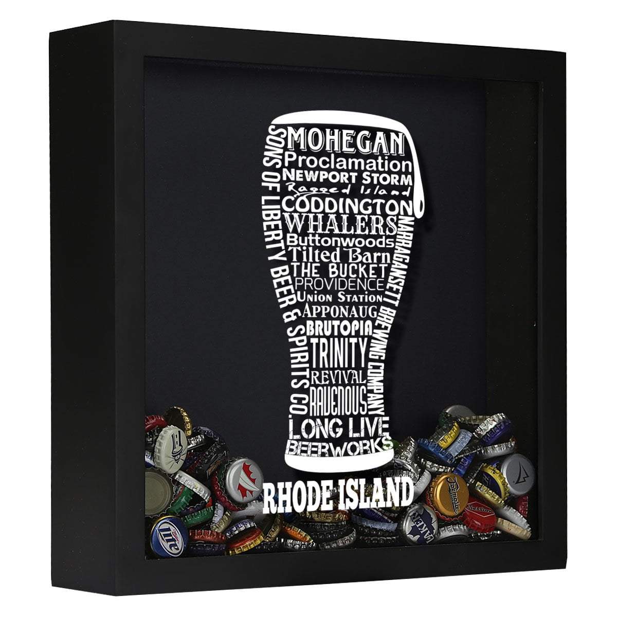 Torched Products Shadow Box Black Rhode Island Beer Typography Shadow Box (779393761397)