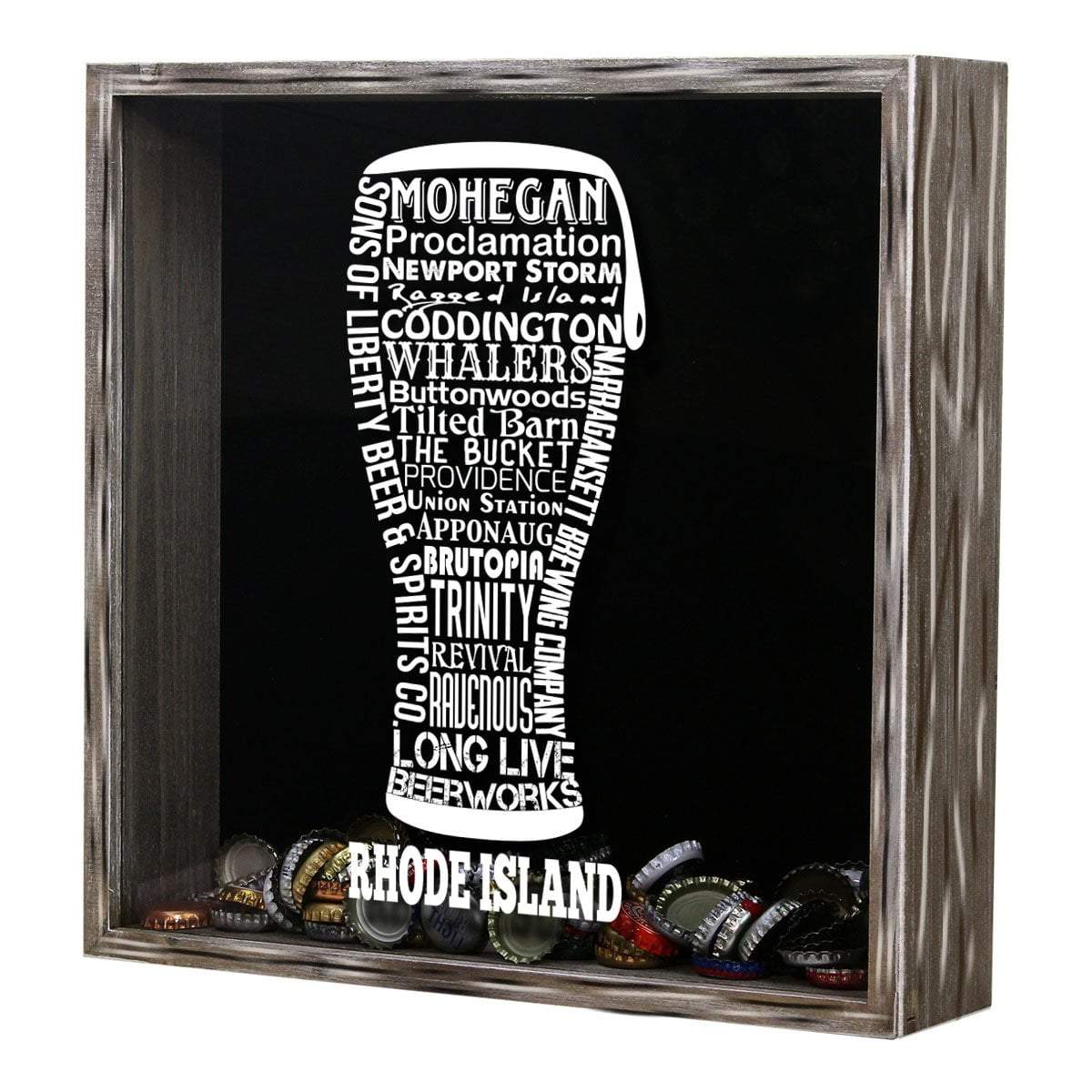 Torched Products Shadow Box Rhode Island Beer Typography Shadow Box (779393761397)