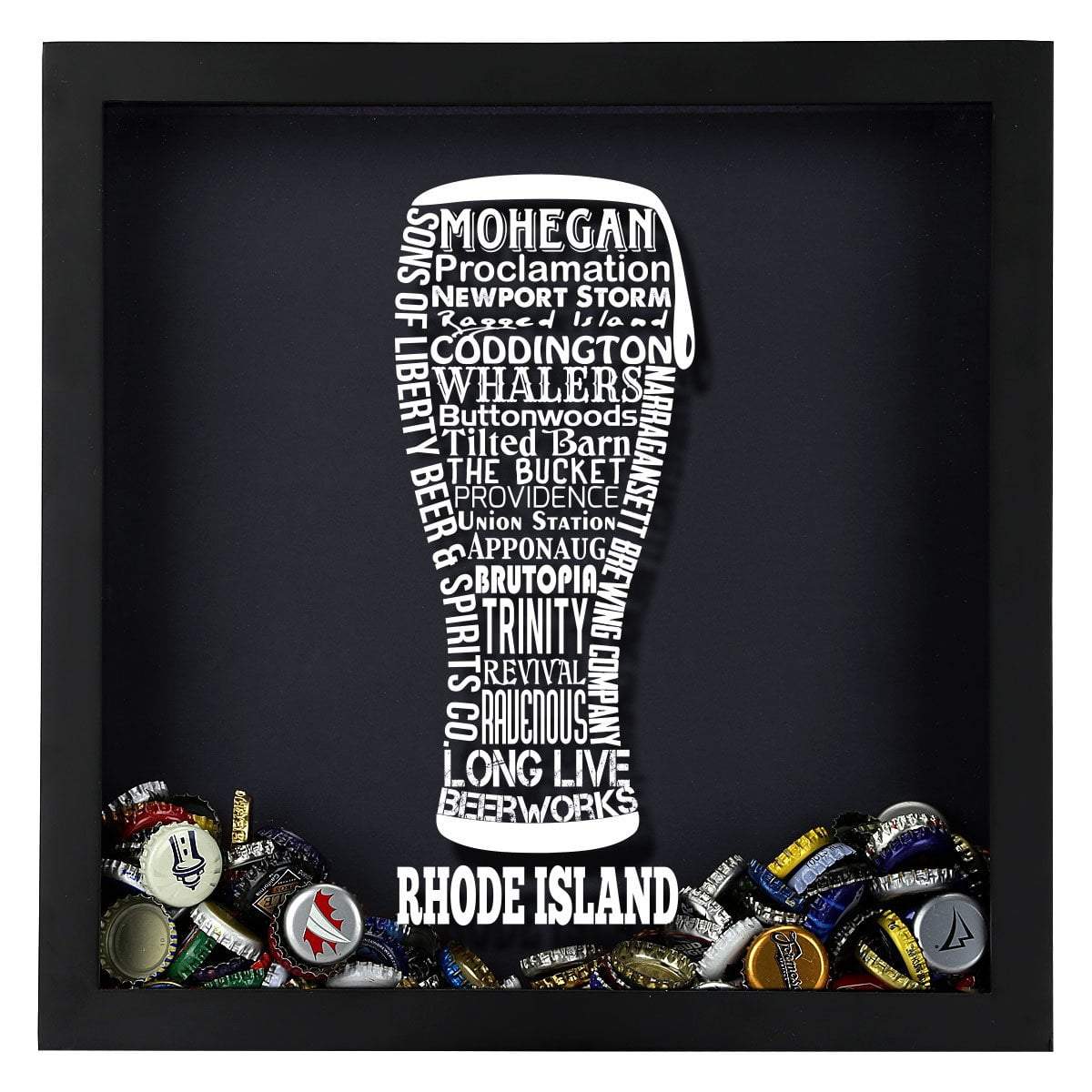 Torched Products Shadow Box Rhode Island Beer Typography Shadow Box (779393761397)