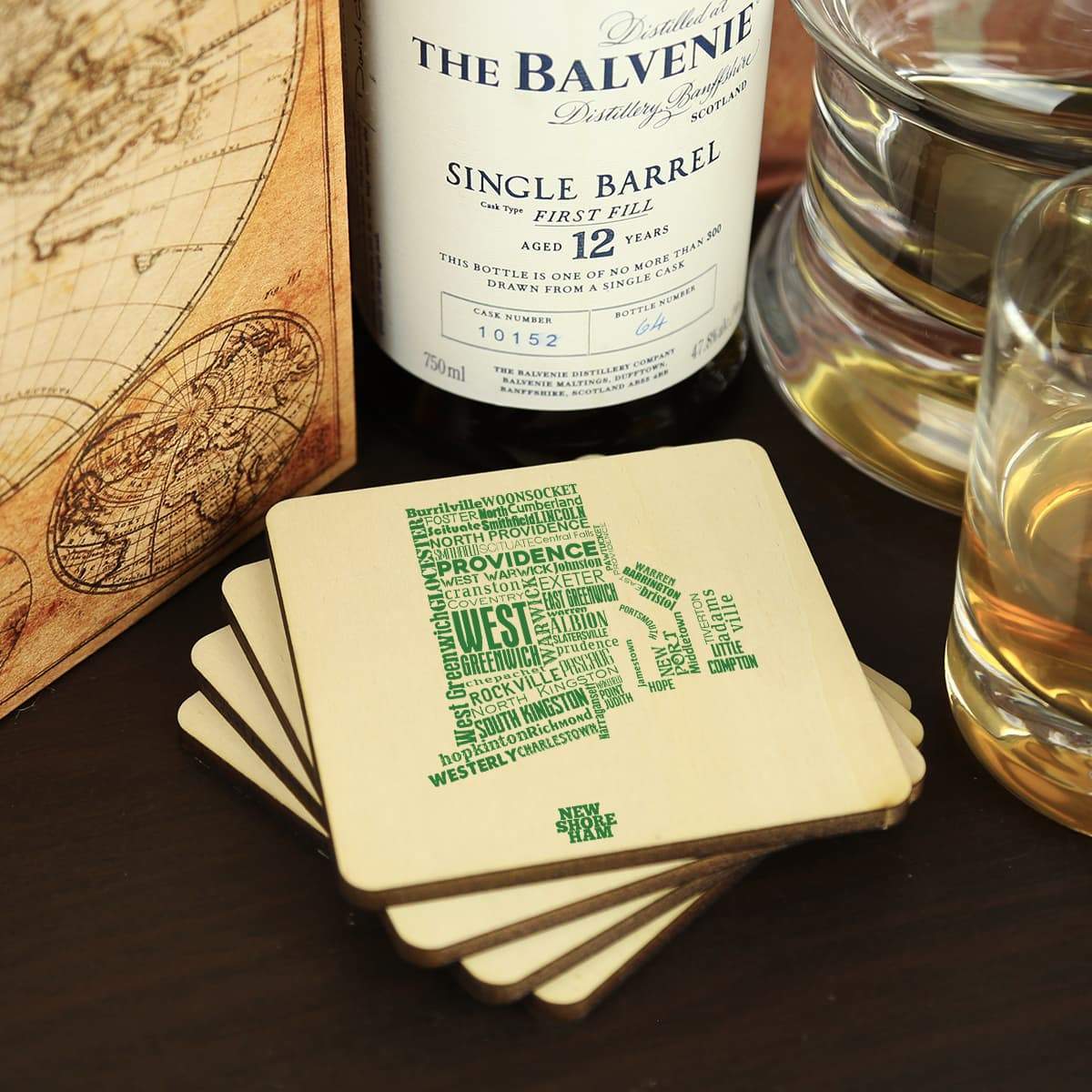 Torched Products Coasters Rhode Island Typography Coaster (787840630901)