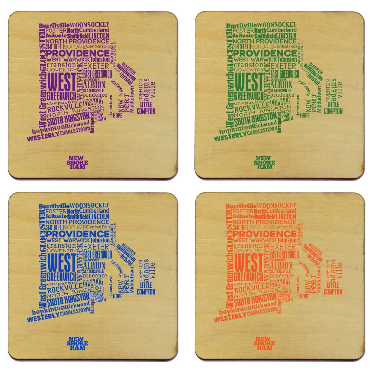 Torched Products Coasters Rhode Island Typography Coaster (787840630901)