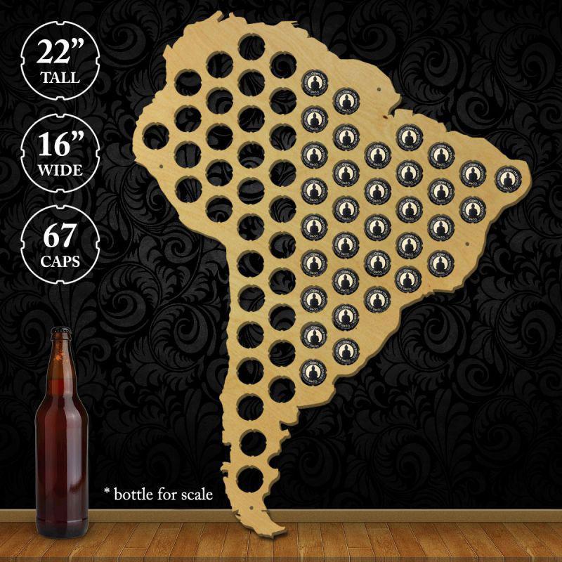 Torched Products Beer Bottle Cap Holder South America Beer Cap Map (777853534325)