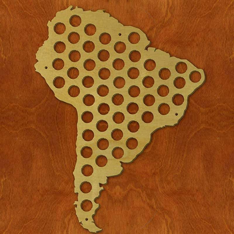 Torched Products Beer Bottle Cap Holder South America Beer Cap Map (777853534325)