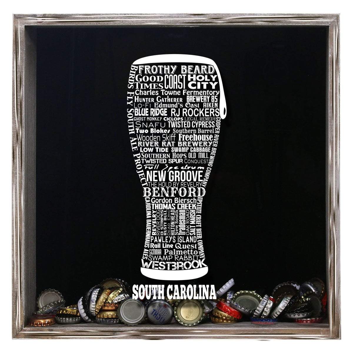 Torched Products Shadow Box Gray South Carolina Beer Typography Shadow Box (779394089077)