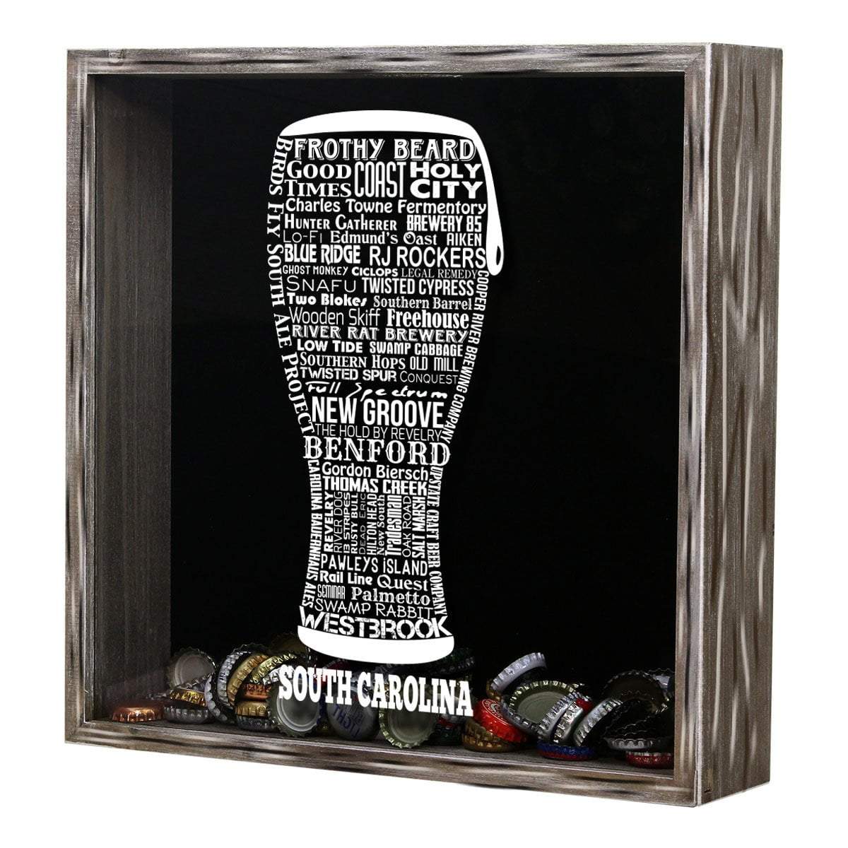 Torched Products Shadow Box South Carolina Beer Typography Shadow Box (779394089077)