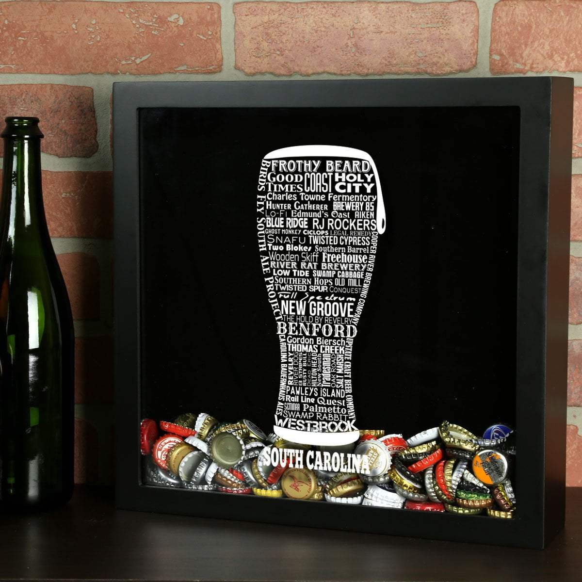Torched Products Shadow Box Black South Carolina Beer Typography Shadow Box (779394089077)
