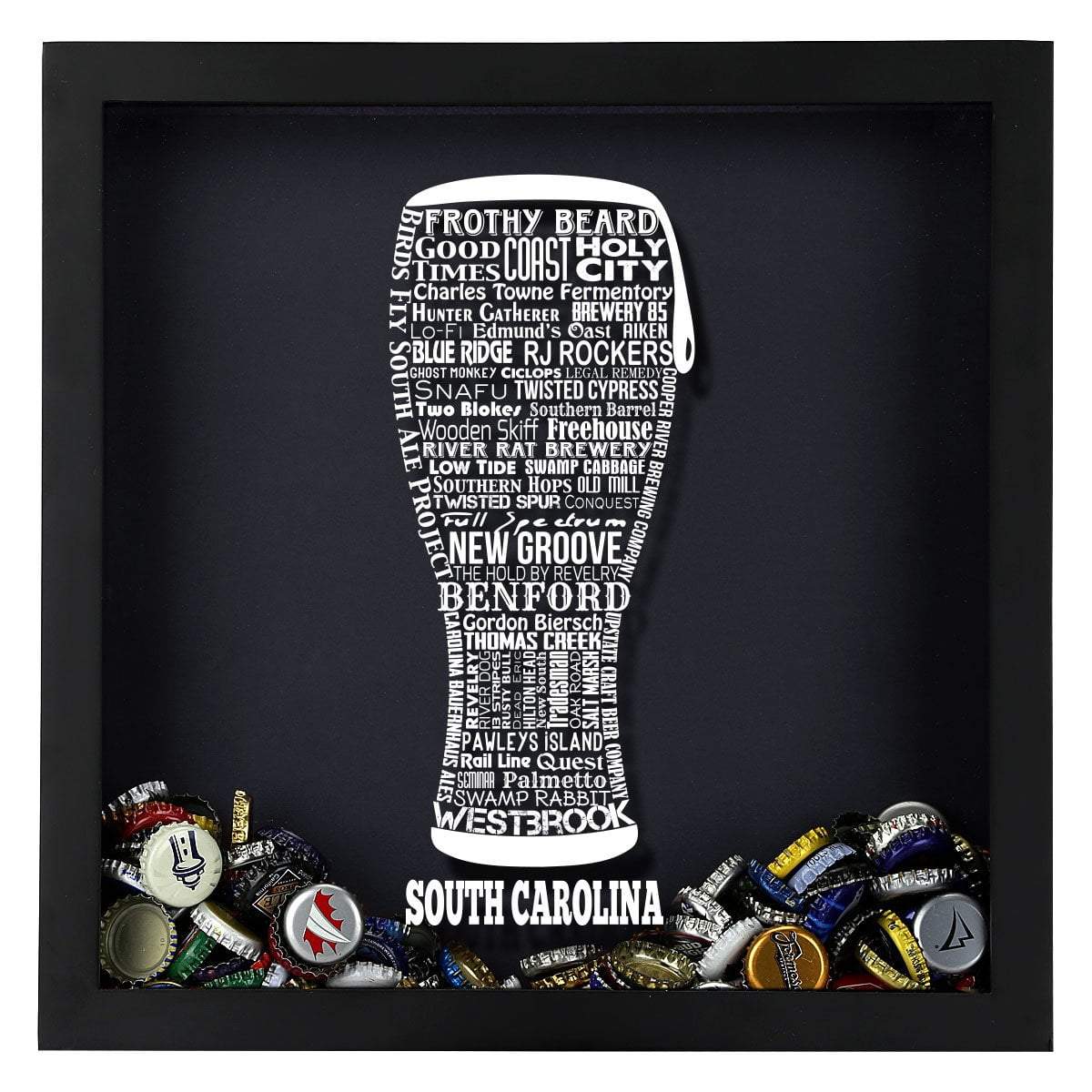 Torched Products Shadow Box South Carolina Beer Typography Shadow Box (779394089077)