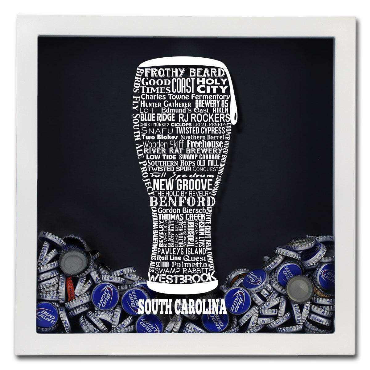 Torched Products Shadow Box South Carolina Beer Typography Shadow Box (779394089077)